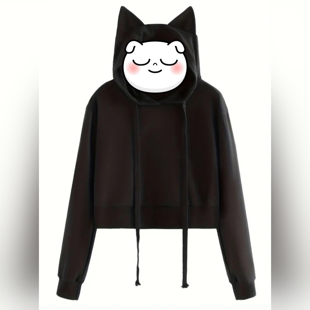 Cat Ears Hoodie Black Size XL New Mall Goth Cyber Mallgoth Victorian Noir